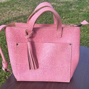 Portland Leather Goods Mini CB Tote Bubblegum, Tassel, and Utility Pouch Set